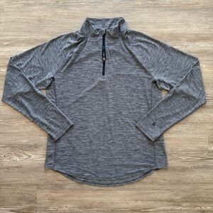 All in Motion Men's Large Blue-Gray Sweatshirt Thumbholes 1/4 Zip Stretch Active